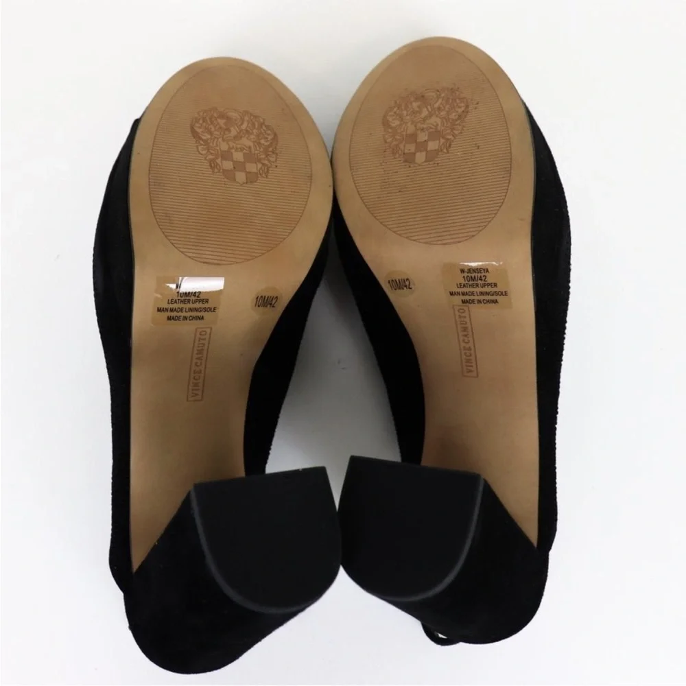 Vince Camuto size 10 black suede platform heels peep toe ,style is Jenseya